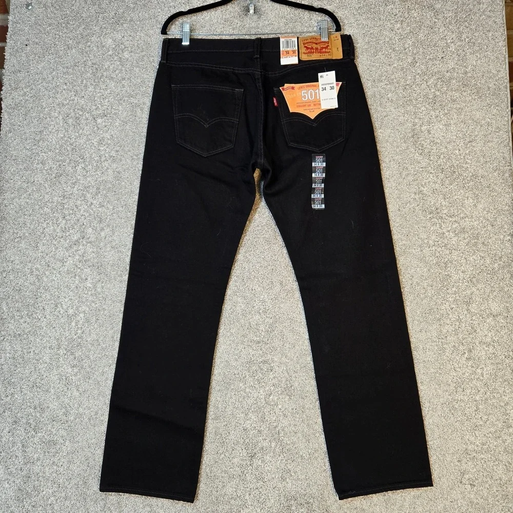 Levi's 501 Original Fit Black cotton denim jeans Men's 34x30 button fly NEW
